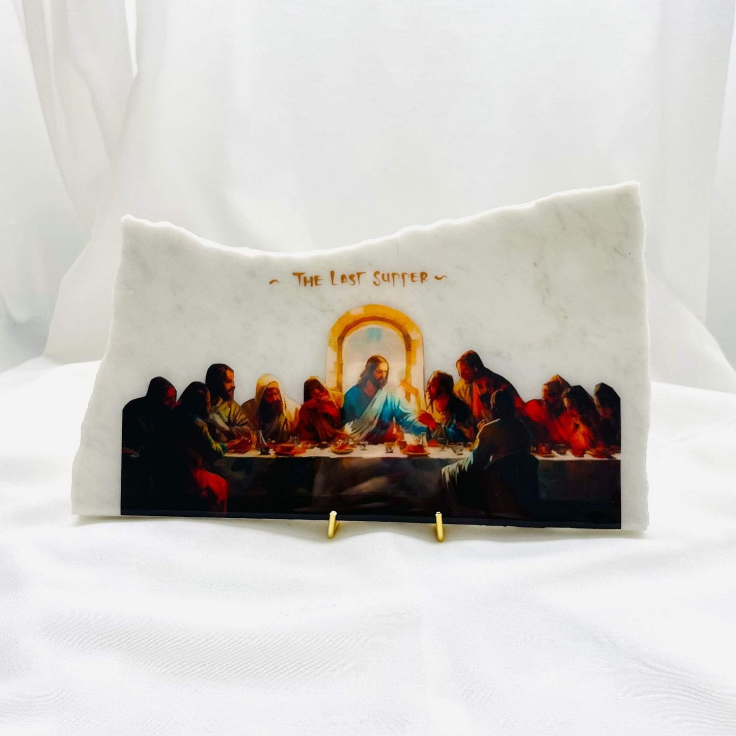 The Last Supper Orthodox and Catholic Icon on Carrara Marble