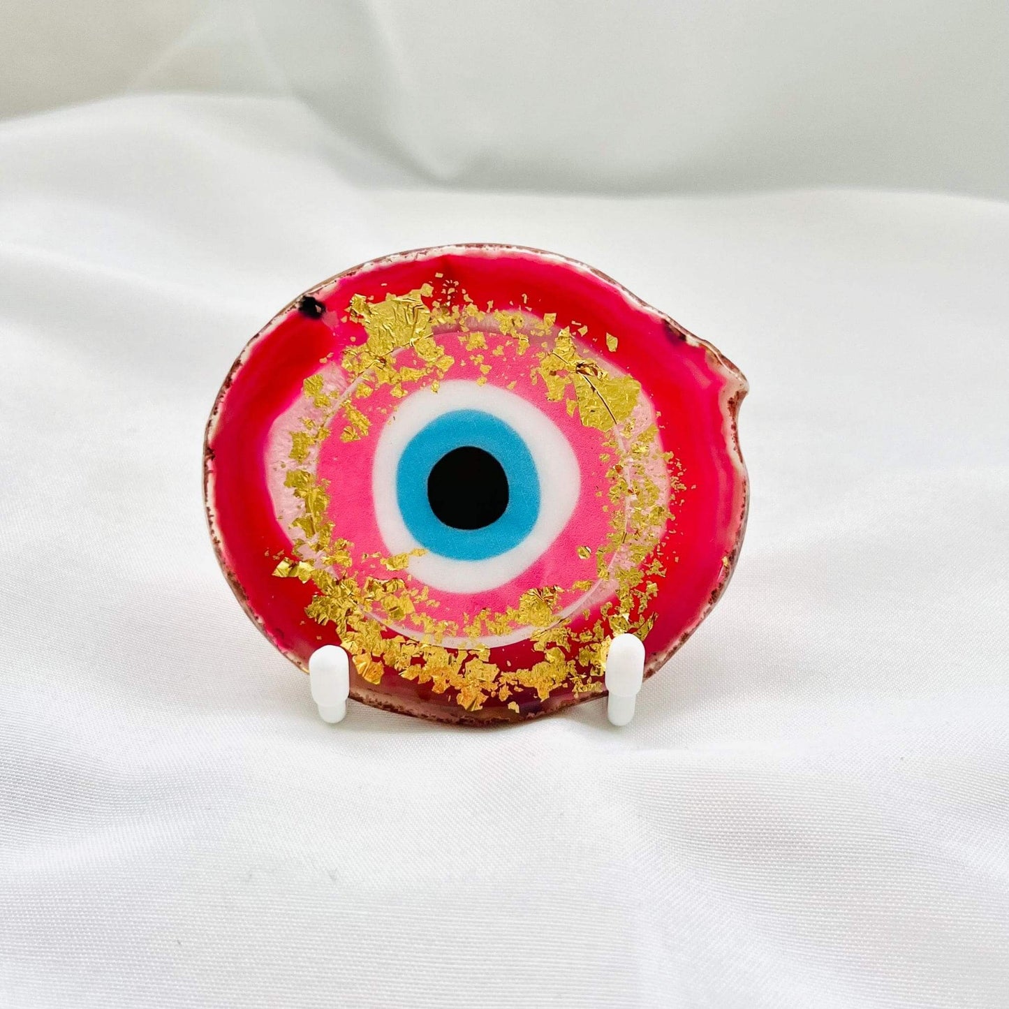Evil Eye Amulet Mati on Brazilian Agate Crystal