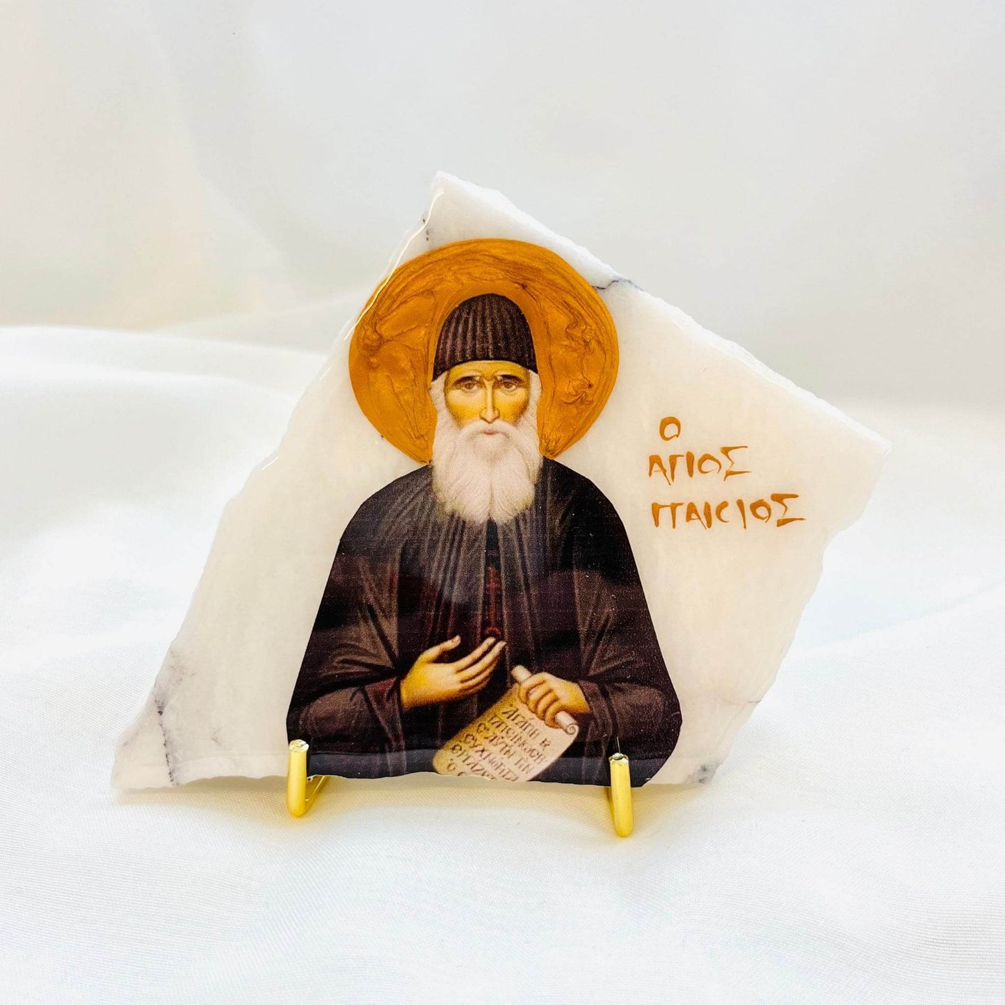 Agios Paisios Saint Paisios Orthodox Icon on New York Marble