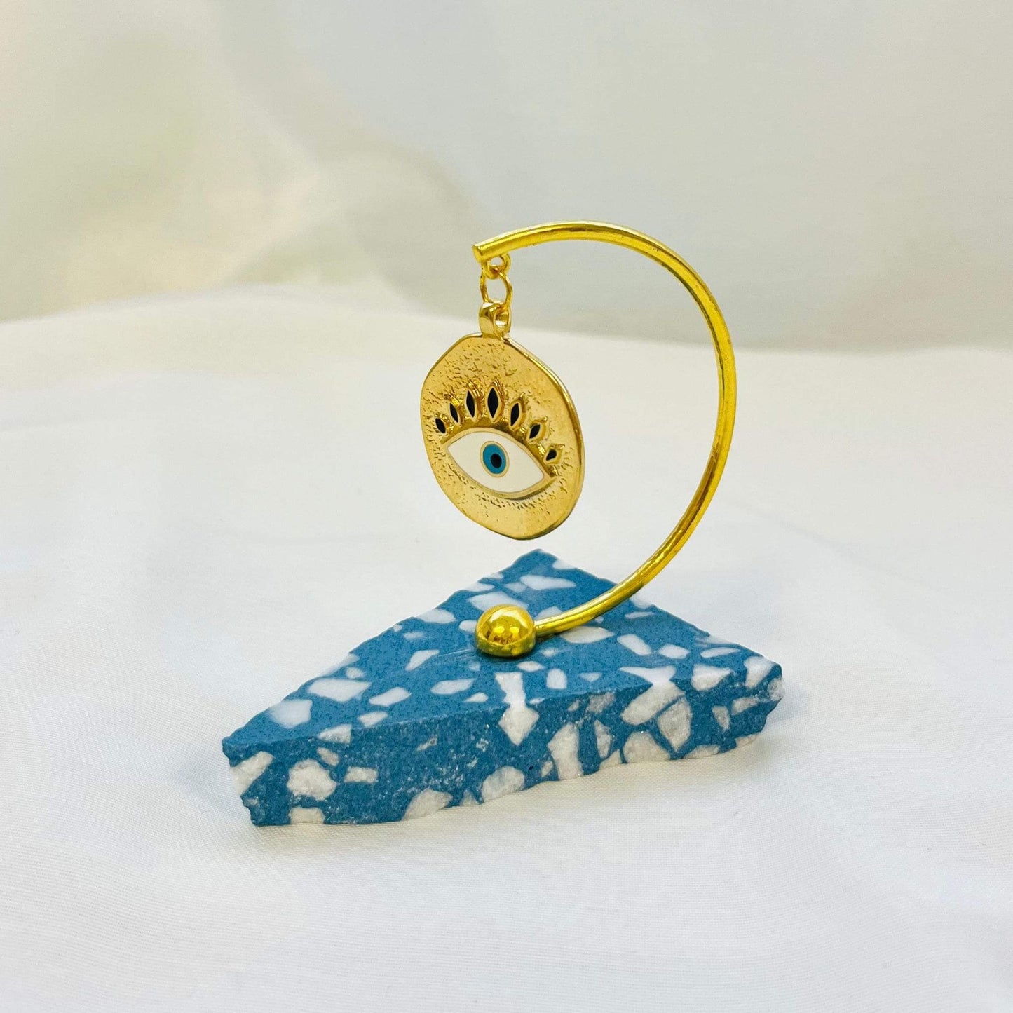 Evil Eye Gold Amulet Plated on Italian Terrazzo – My Christening Box (Front View)