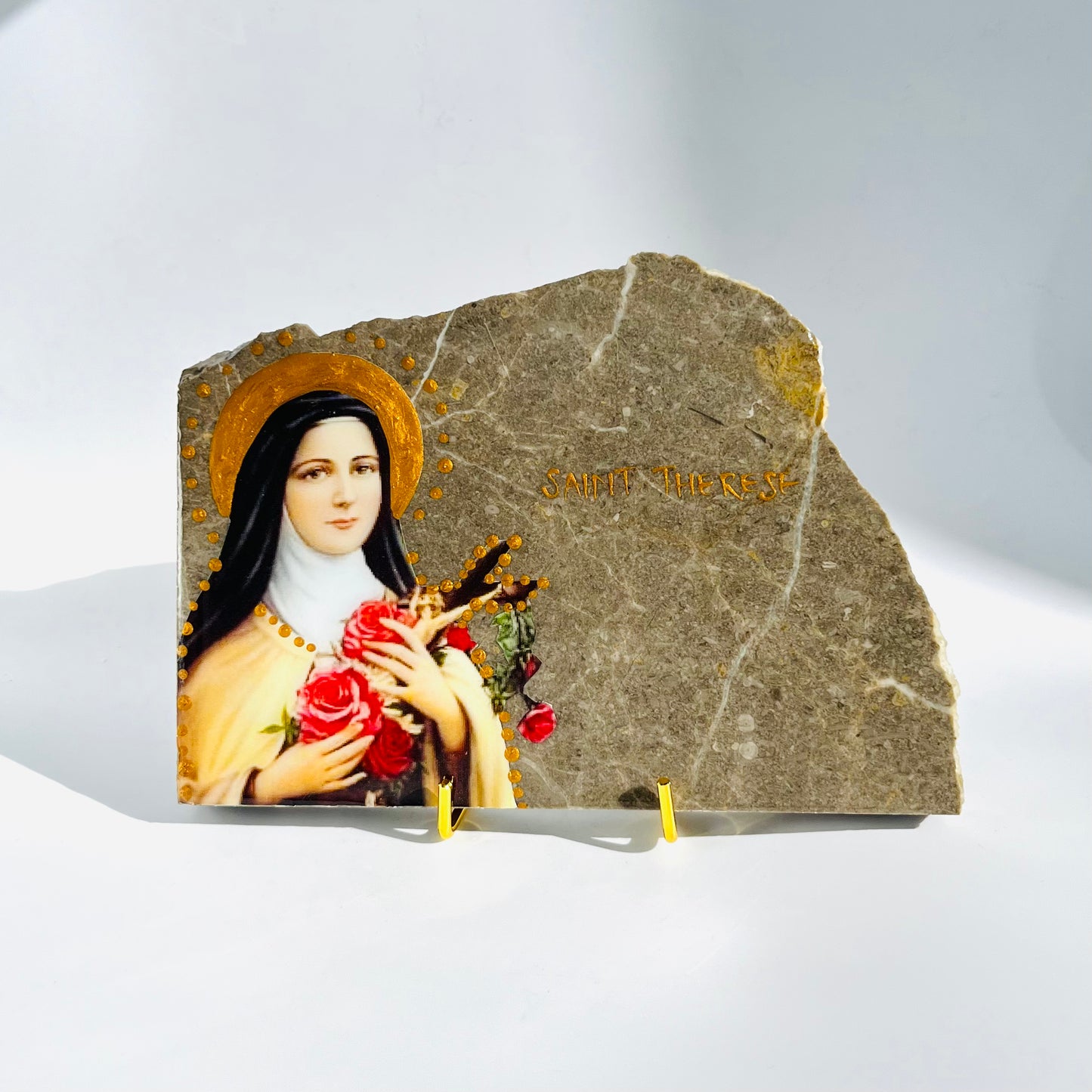 Saint Therese Catholic Icon - Pietra Grey Marble