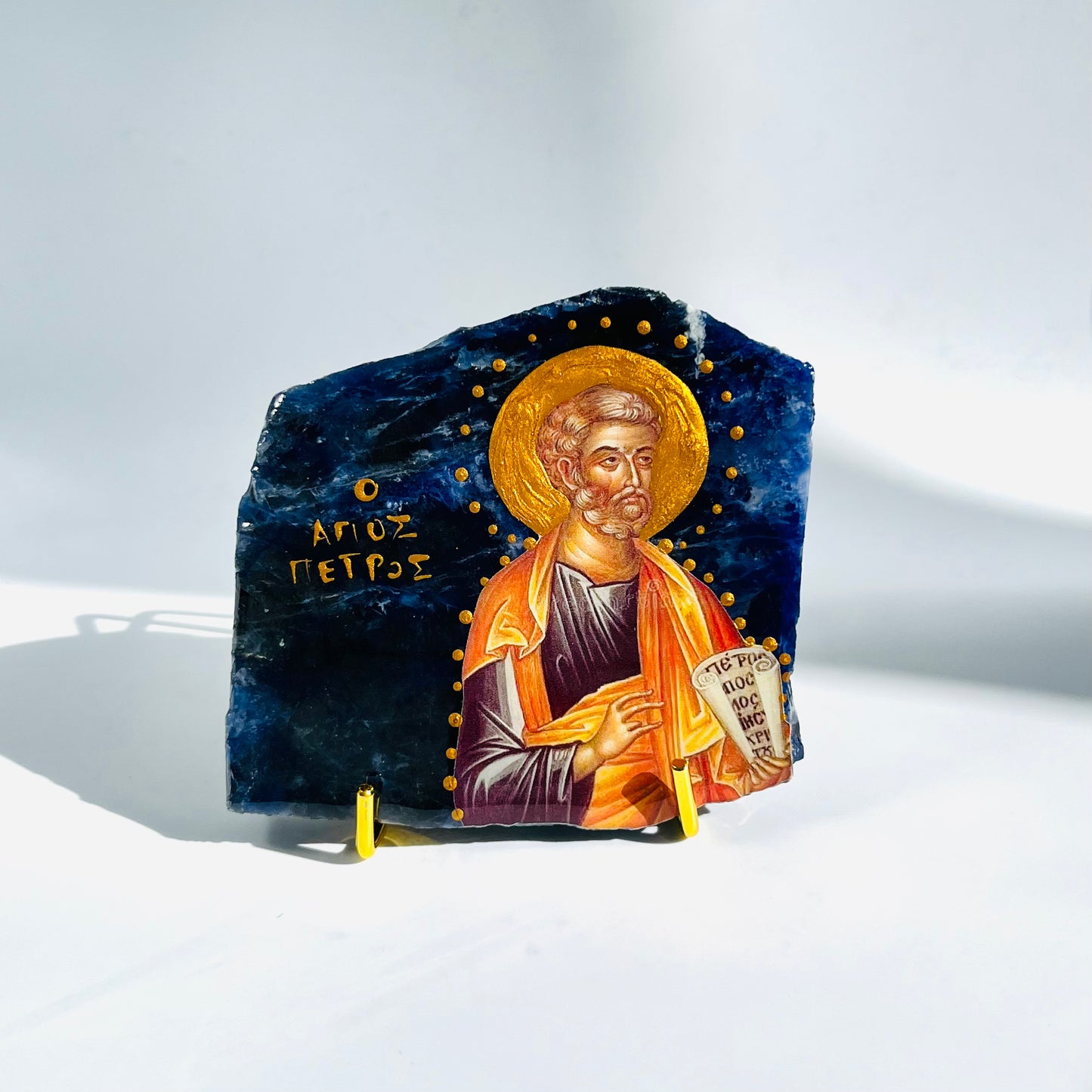 Agios Petros Orthodox Icon - Sodalite Jasper