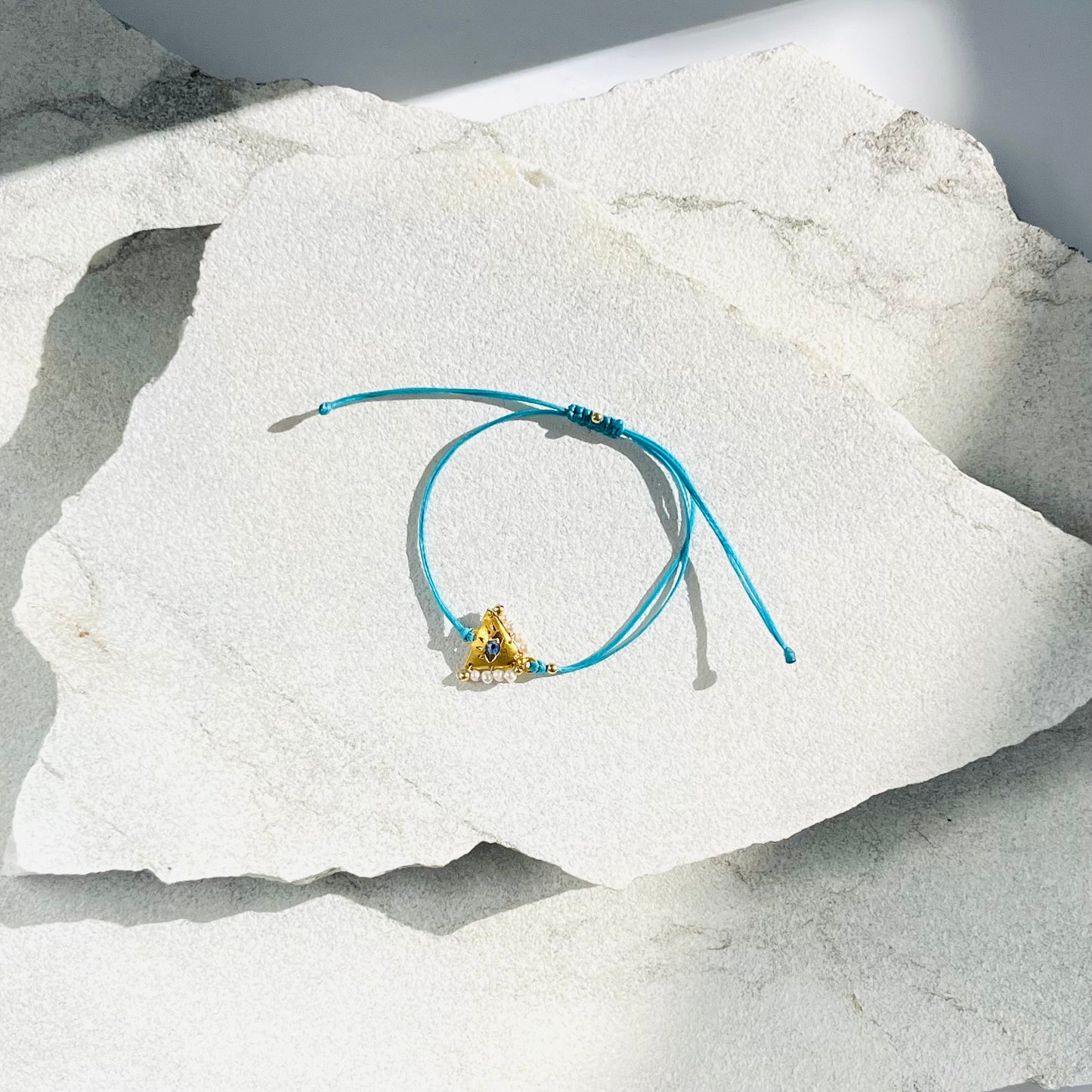 Handcrafted Amulet Bracelet - Light Blue / Pearl