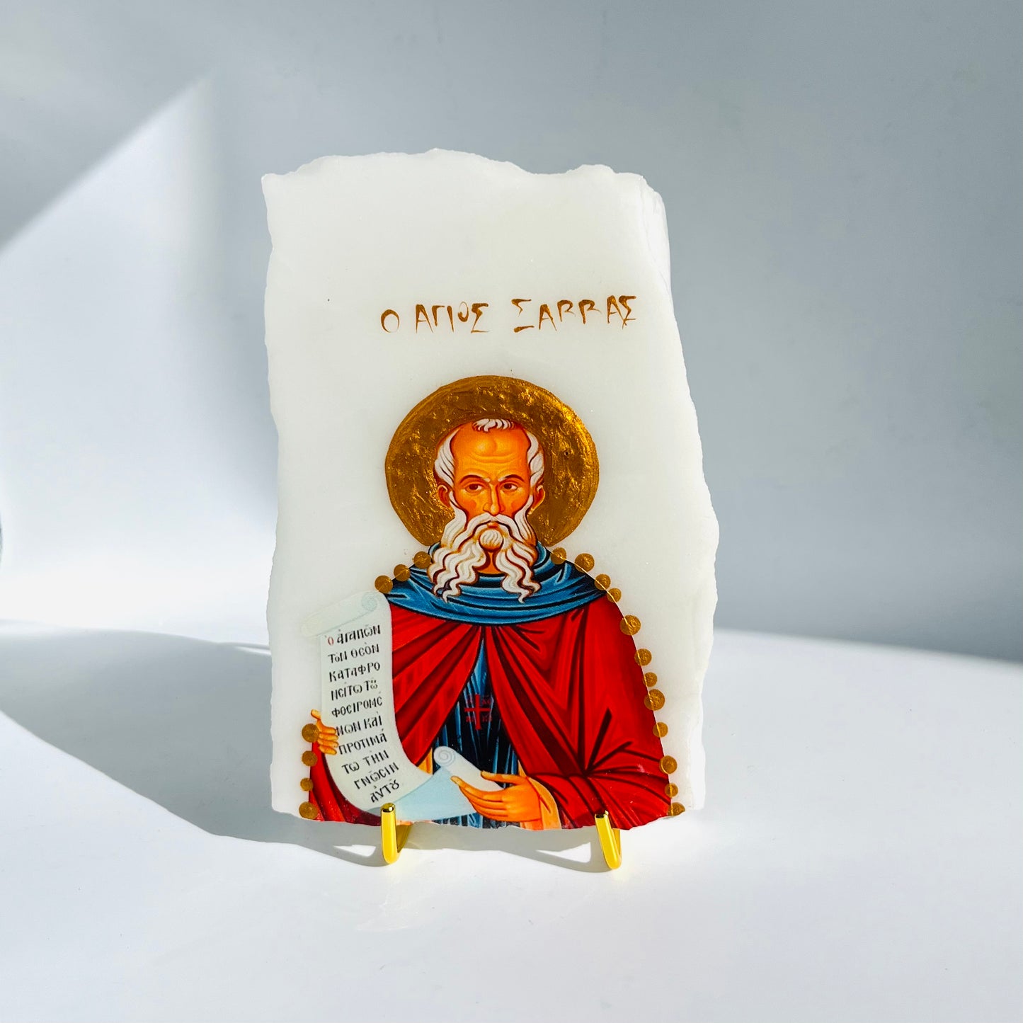 Agios Savvas Orthodox Icon - Calacutta Marble