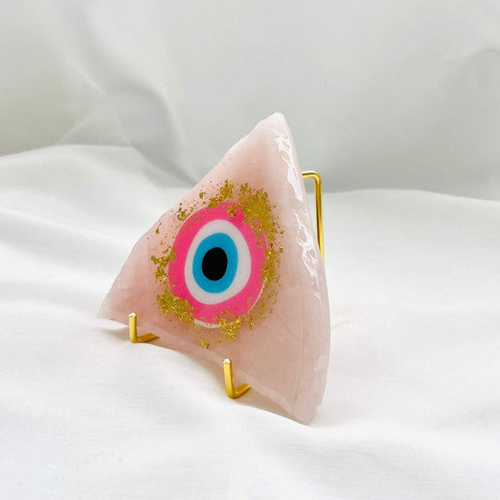 Evil Eye Amulet Mati on Brazilian Agate Crystal