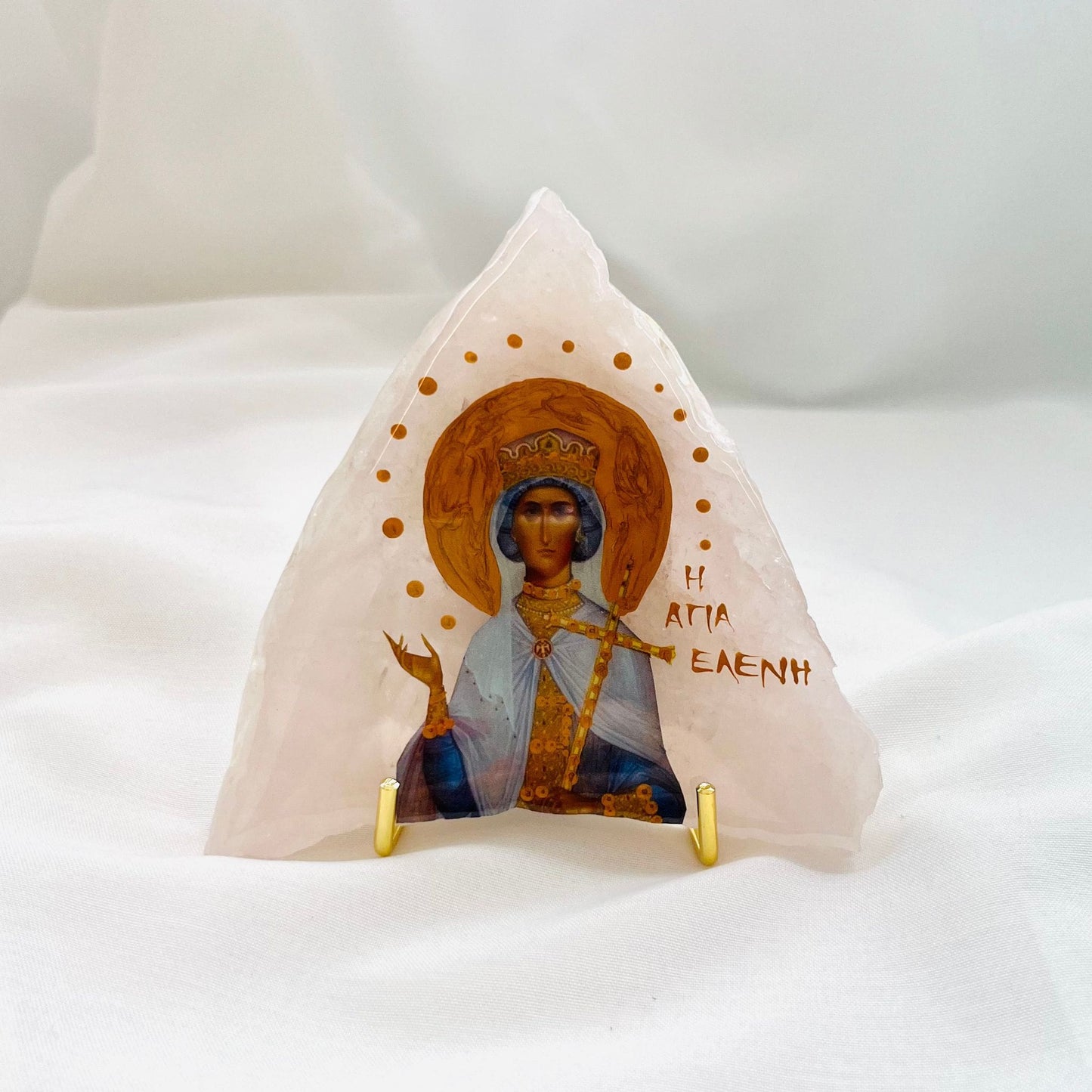 Agia Eleni / Saint Eleni Orthodox Icon - Rose Quartz