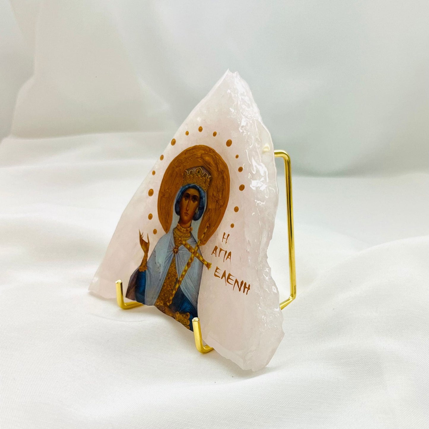 Agia Eleni / Saint Eleni Orthodox Icon - Rose Quartz