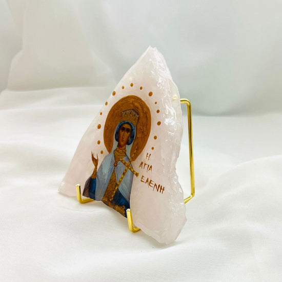 Agia Eleni / Saint Eleni Orthodox Icon - Rose Quartz