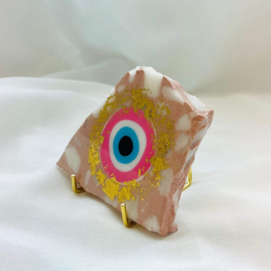 Handcrafted Evil Eye Amulet / Mati on Italian terrazzo
