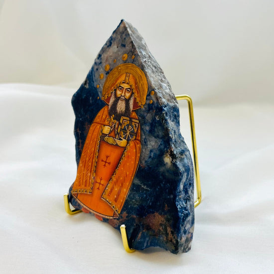 Pope Kyrillos Coptic Orthodox Icon - Jasper Sodalite