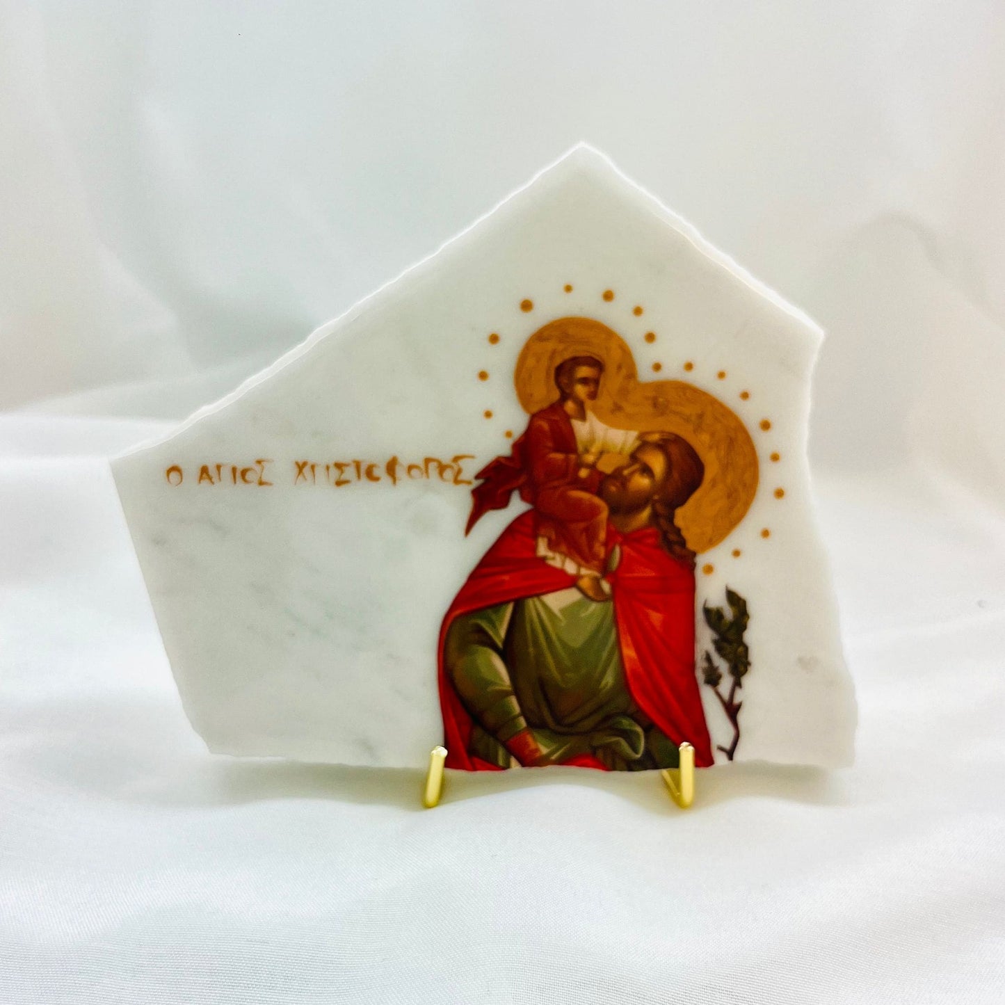 Agios Christoforos / Saint Christopher Orthodox Icon - Carrara Marble