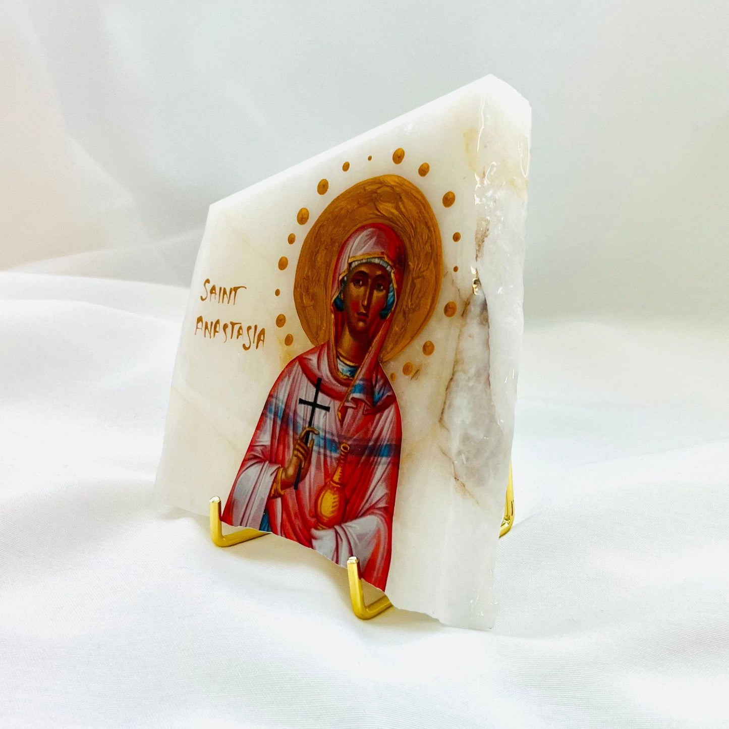 Agia Anastasia Orthodox Icon - Pink Onyx