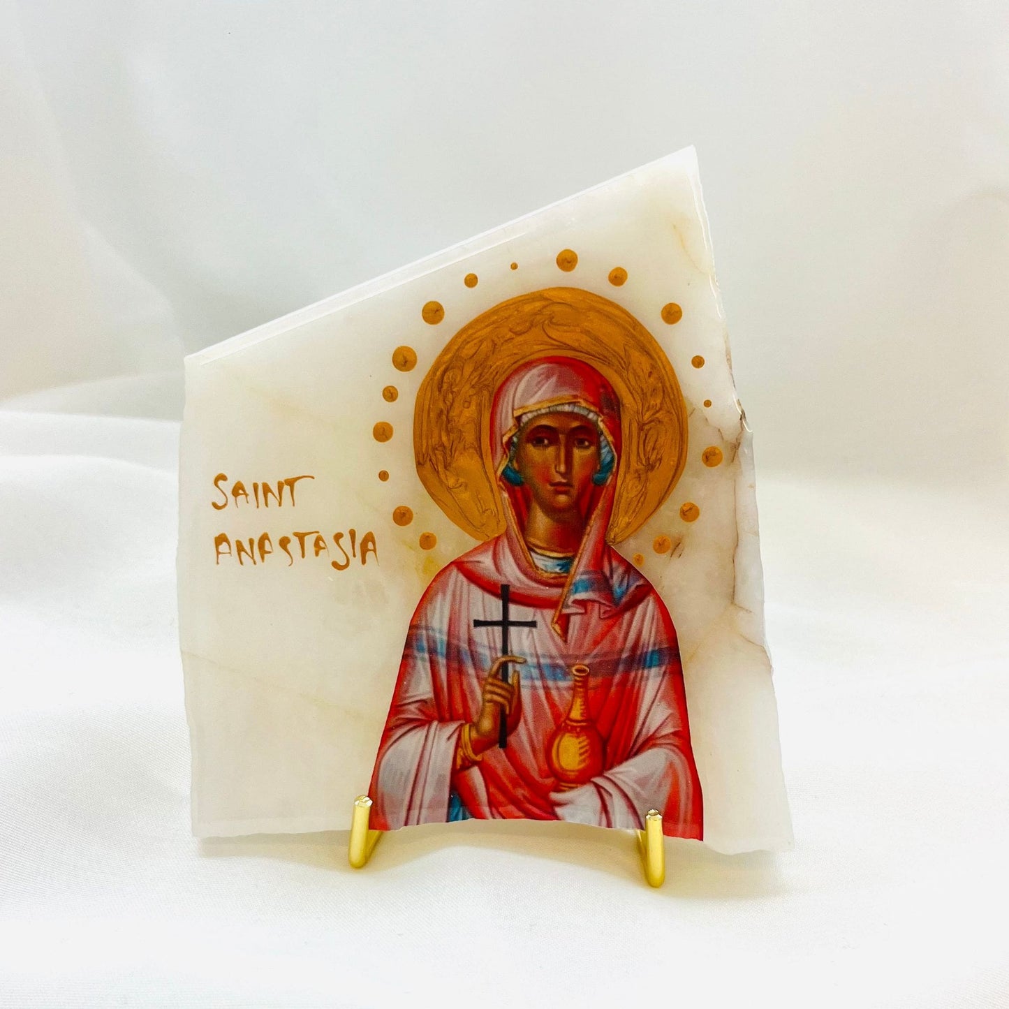 Agia Anastasia Orthodox Icon - Pink Onyx