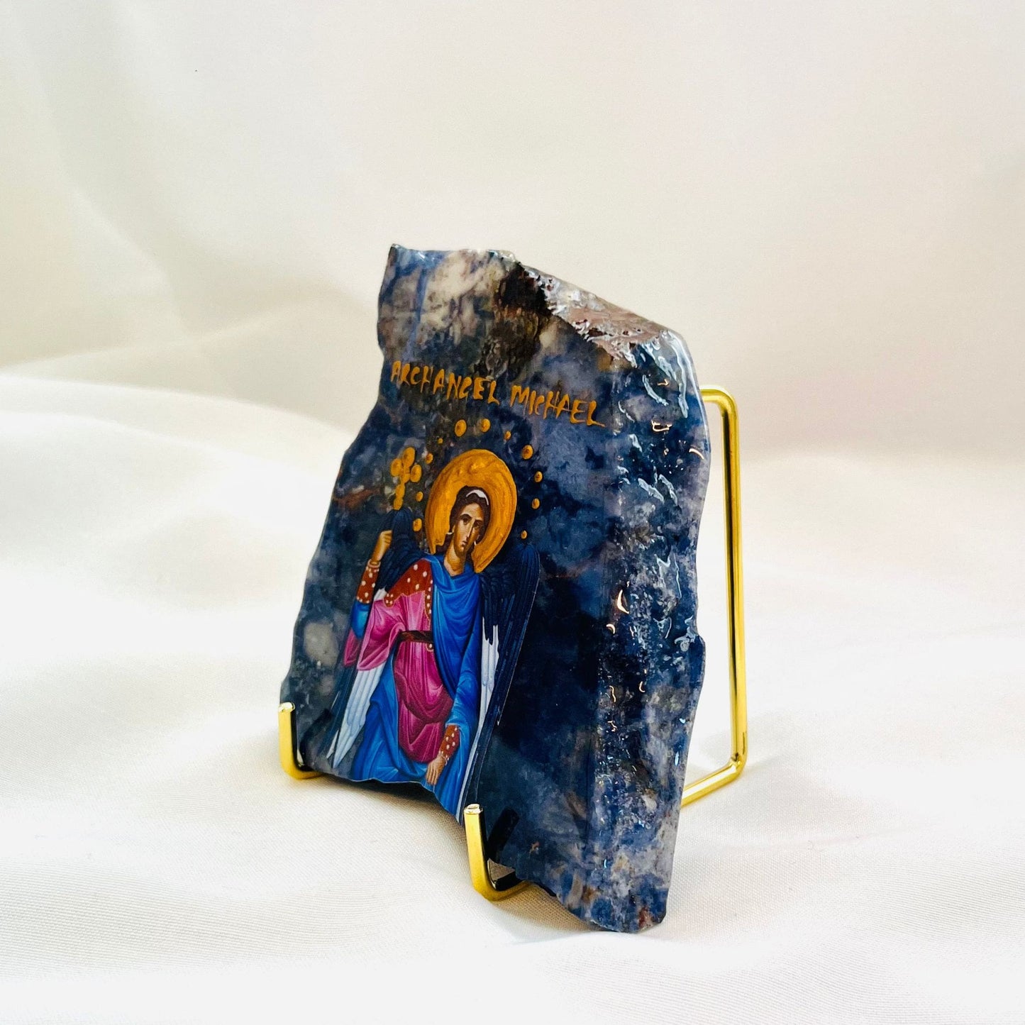 Archangel Michael Orthodox Icon - Jasper Sodalite