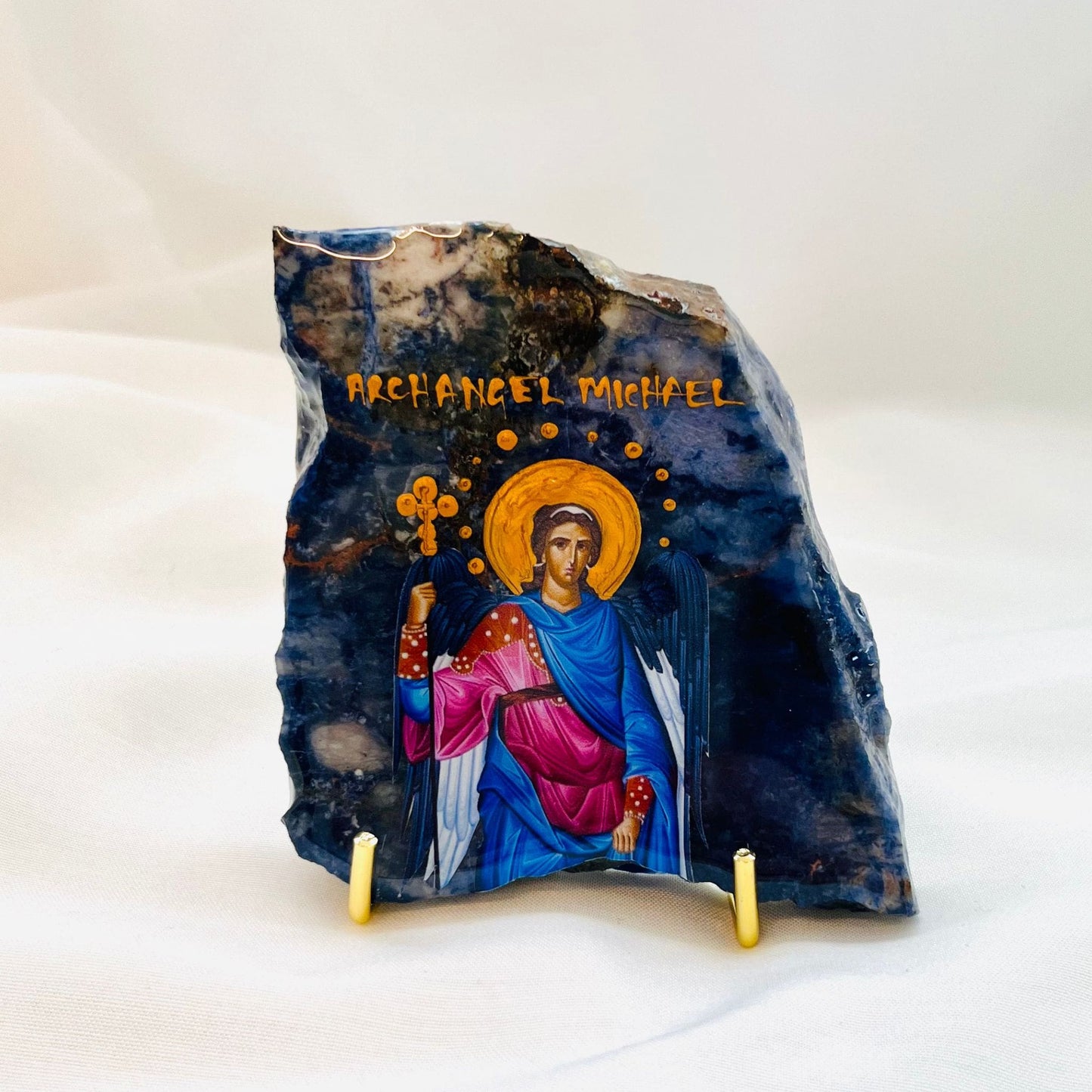Archangel Michael Orthodox Icon - Jasper Sodalite