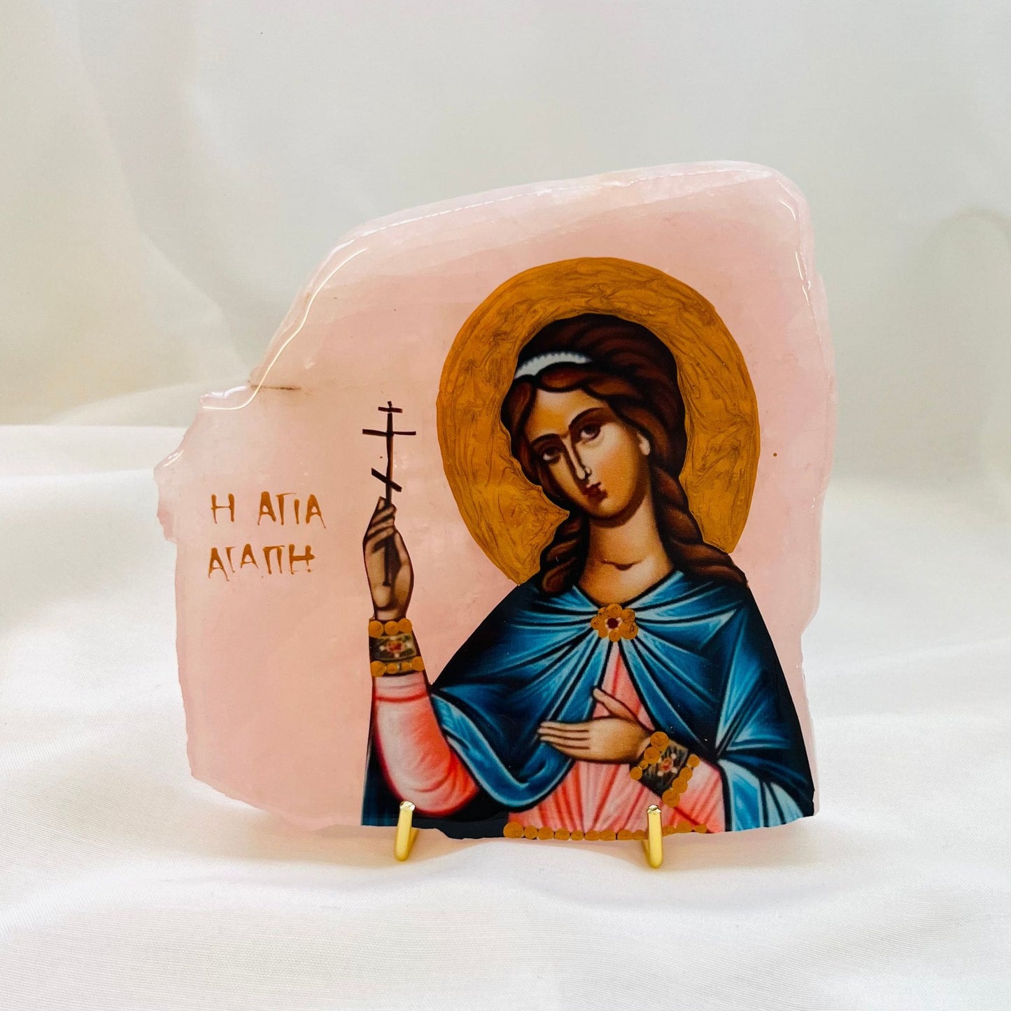 Agia Agape / Saint Love Orthodox Icon - Rose Quartz