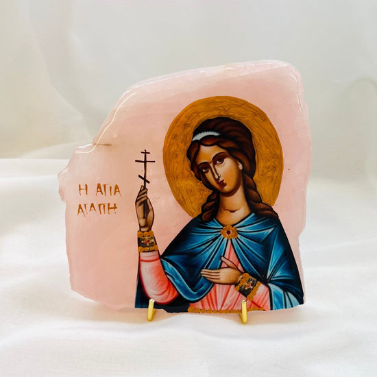 Agia Agape / Saint Love Orthodox Icon - Rose Quartz