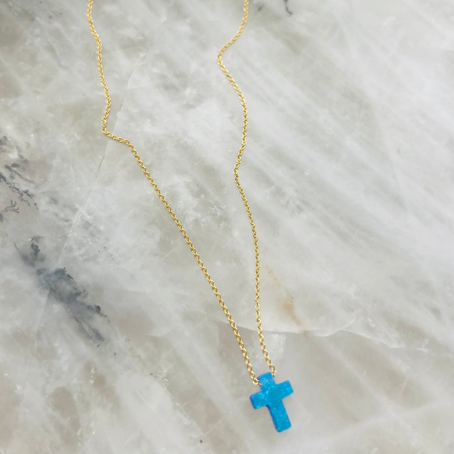 Opal cross necklace