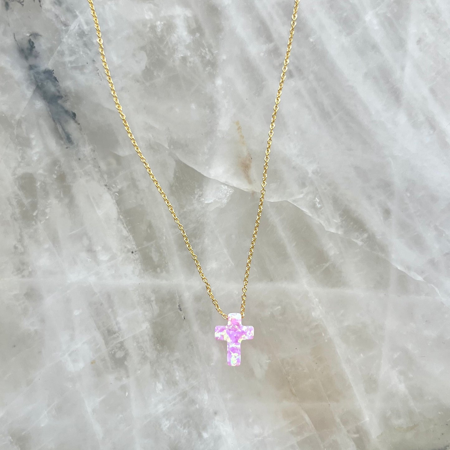 Opal cross necklace