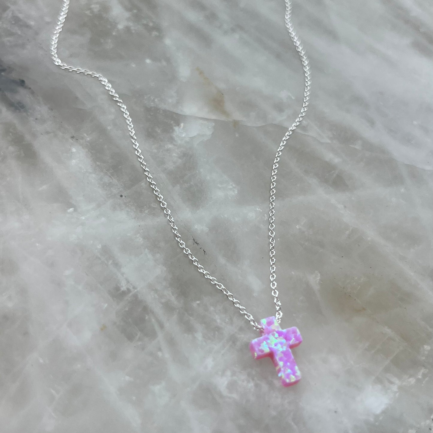 Opal cross necklace