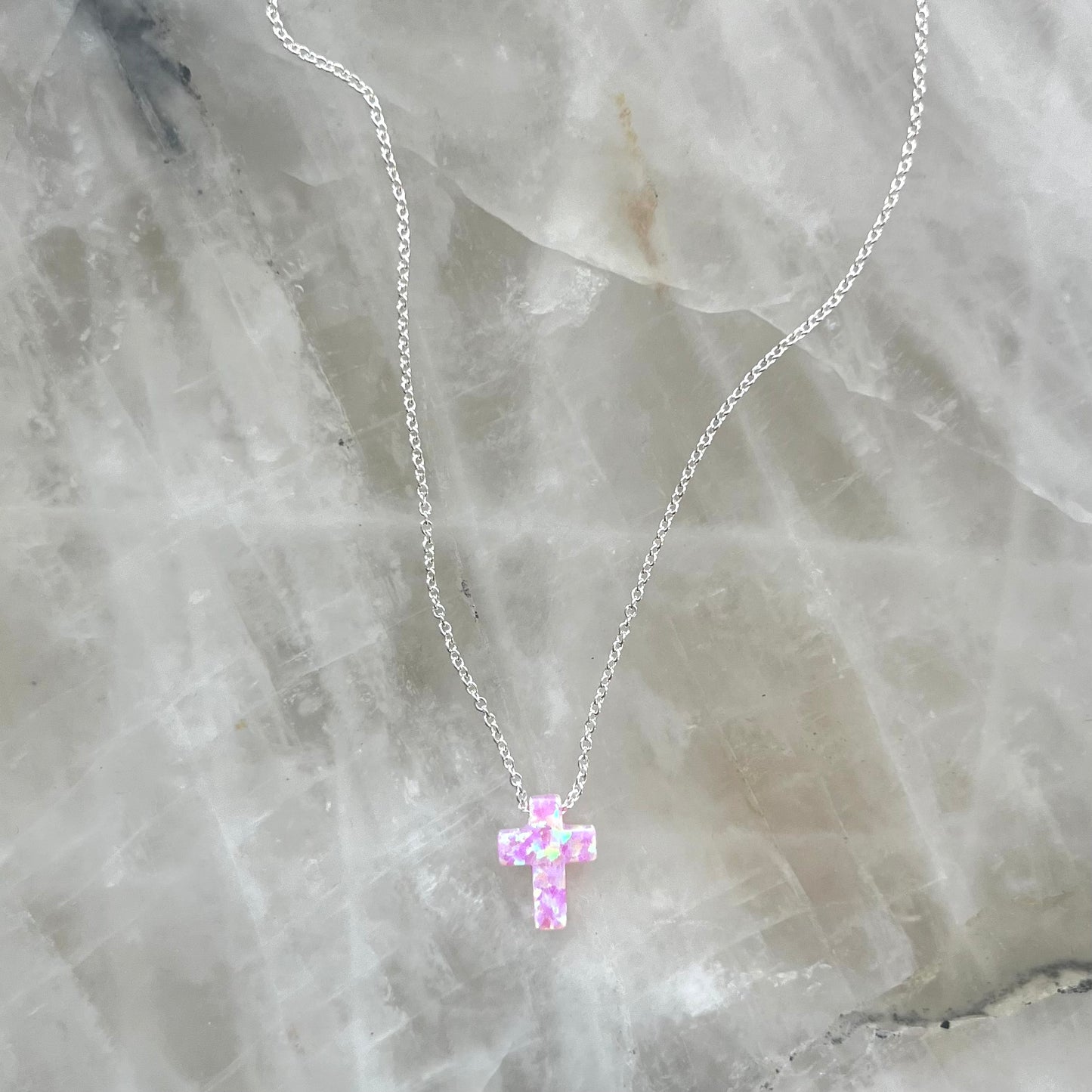 Opal cross necklace
