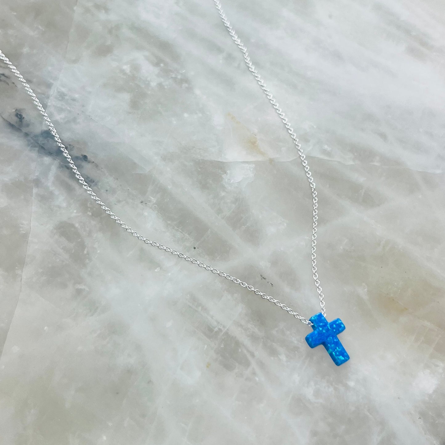 Opal cross necklace