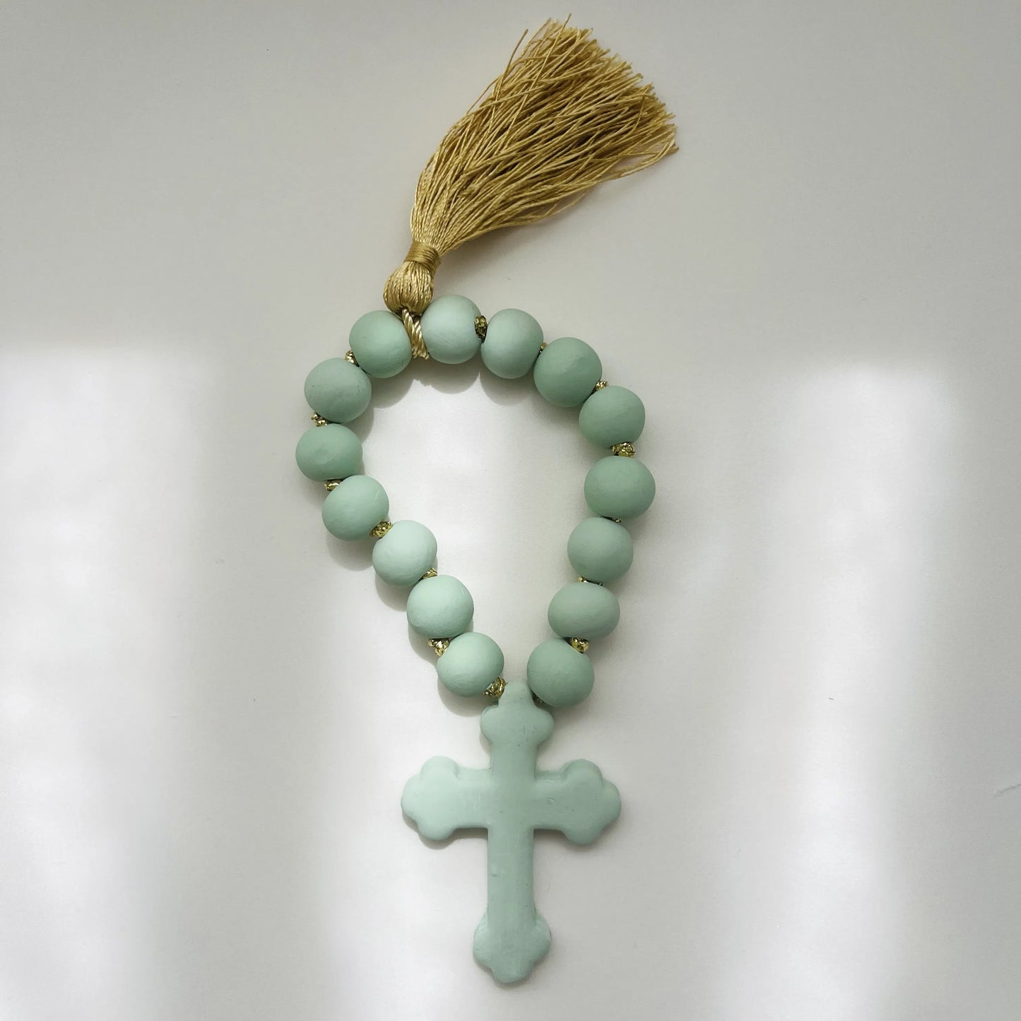 Komboloi - Green / Sage Clay Orthodox Cross