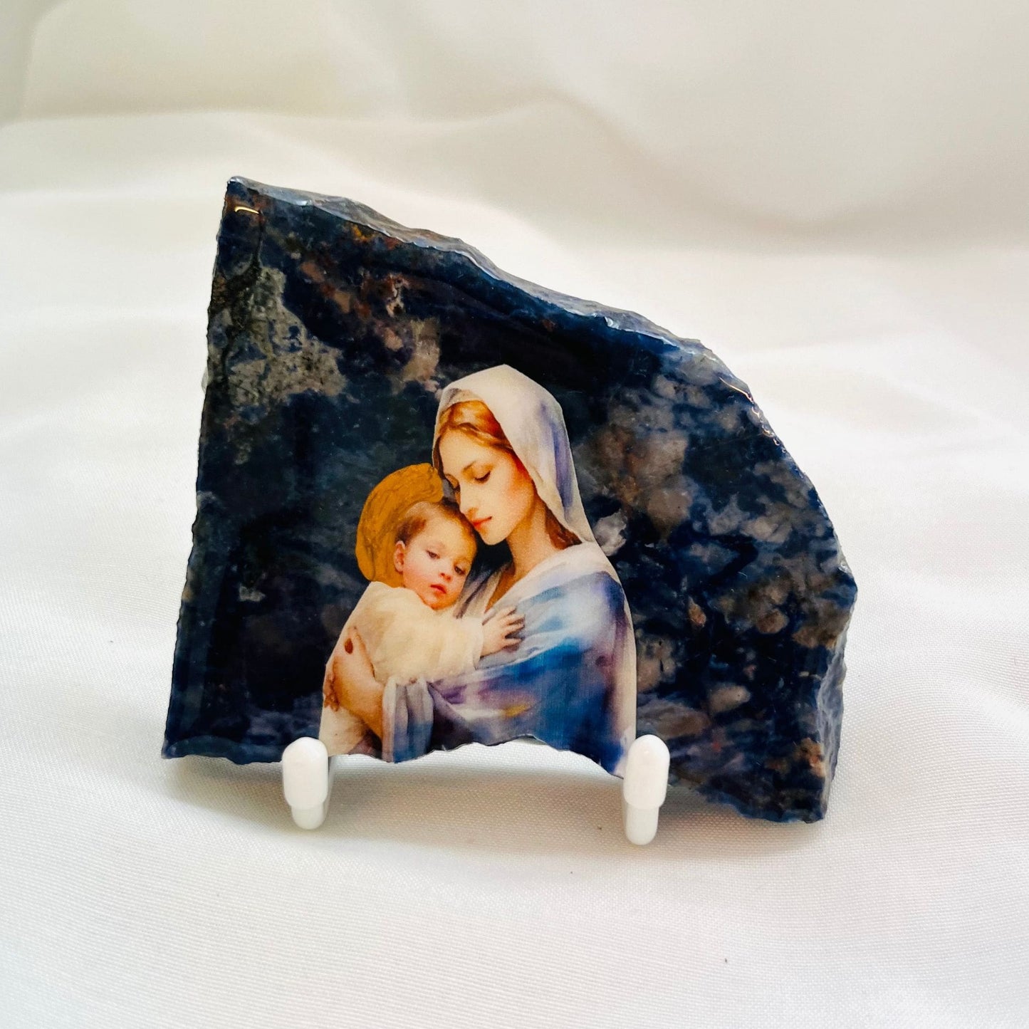 Mary and Jesus Catholic Icons - Jasper sodalite