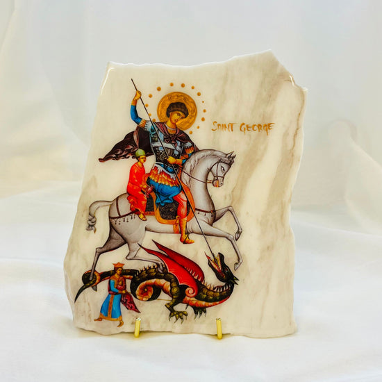 Saint George Orthodox Icon - Calacutta Marble