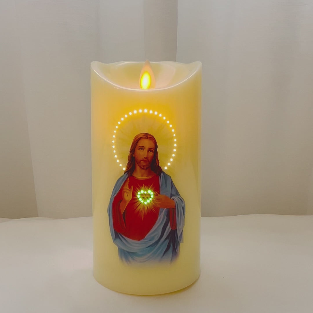 Load and play video in Gallery viewer, Jesus Sacred Heart LED candle
