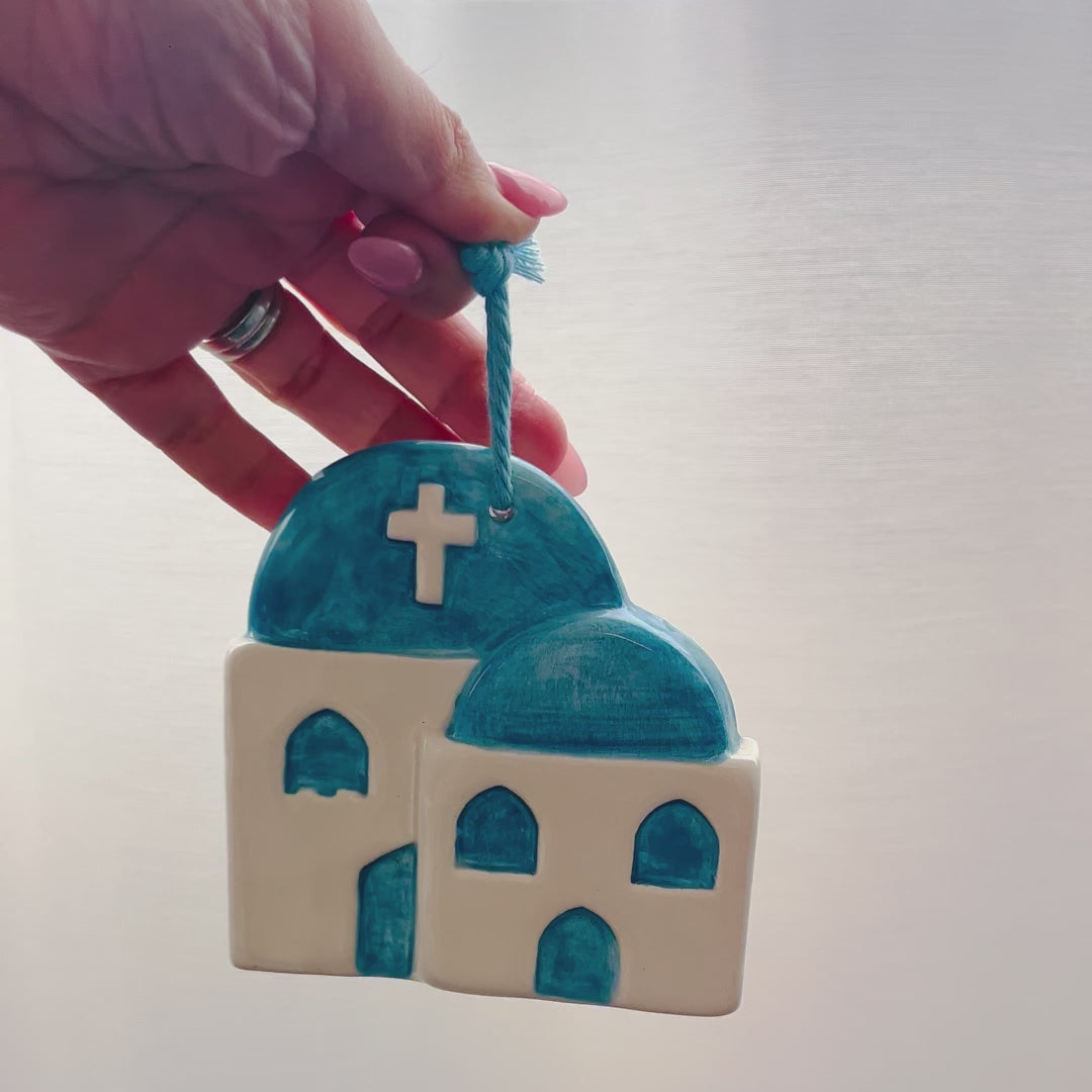Load and play video in Gallery viewer, Handmade Ceramic Greek Church
