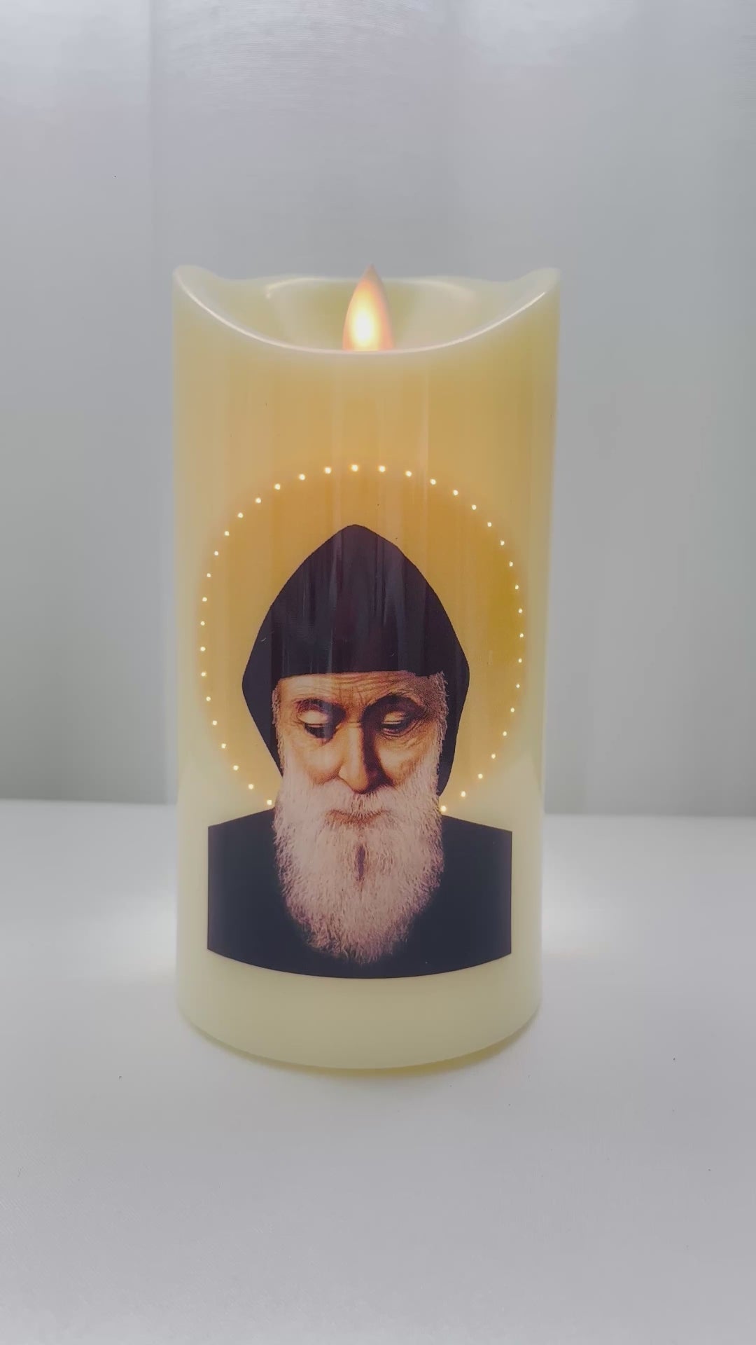 Load and play video in Gallery viewer, St Charbel LED candle
